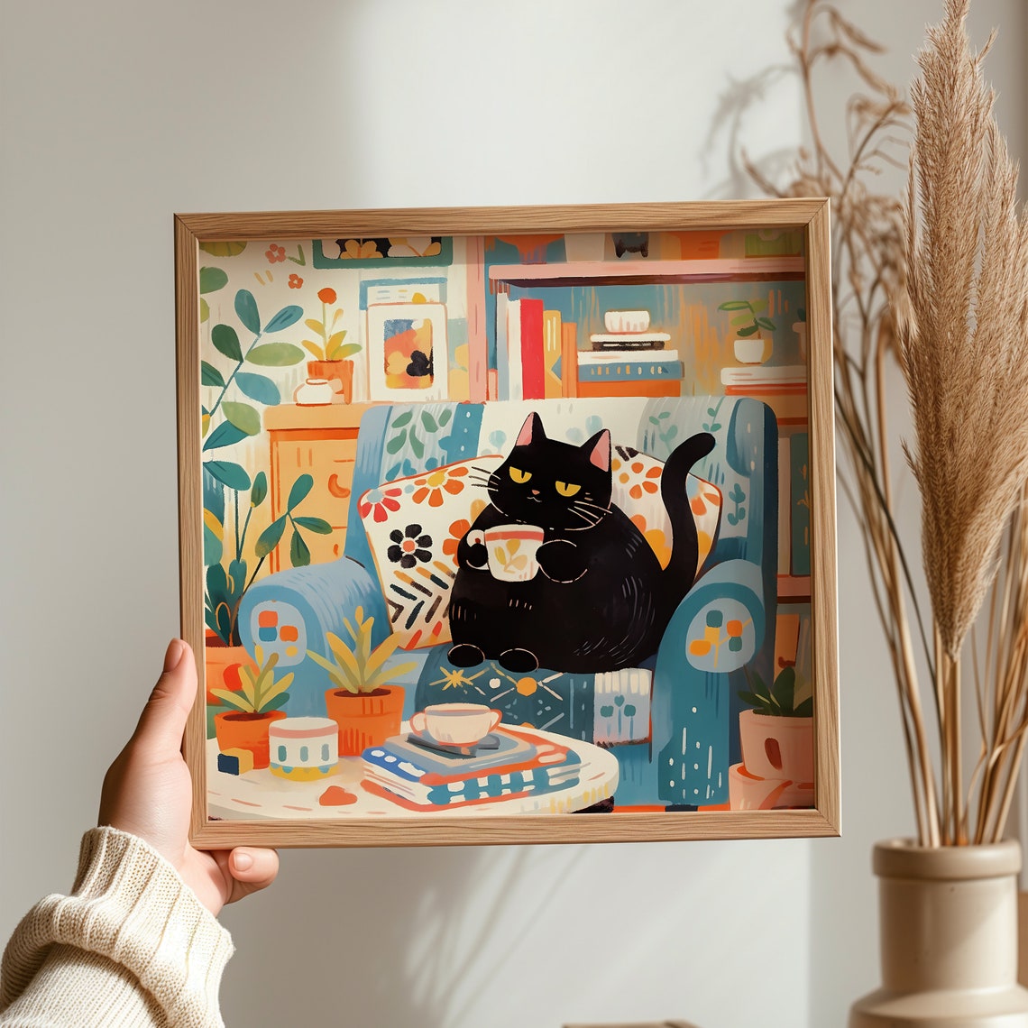 Lovely Cat Art Print, Cute Cat Mom Gift - Image 3