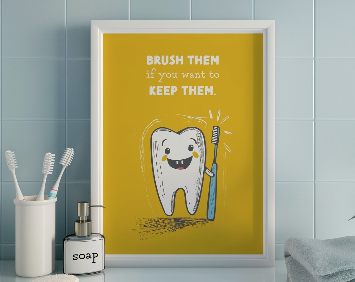 Brush Them If You Want To Keep Them Cute Tooth Dental Poster - Image 3