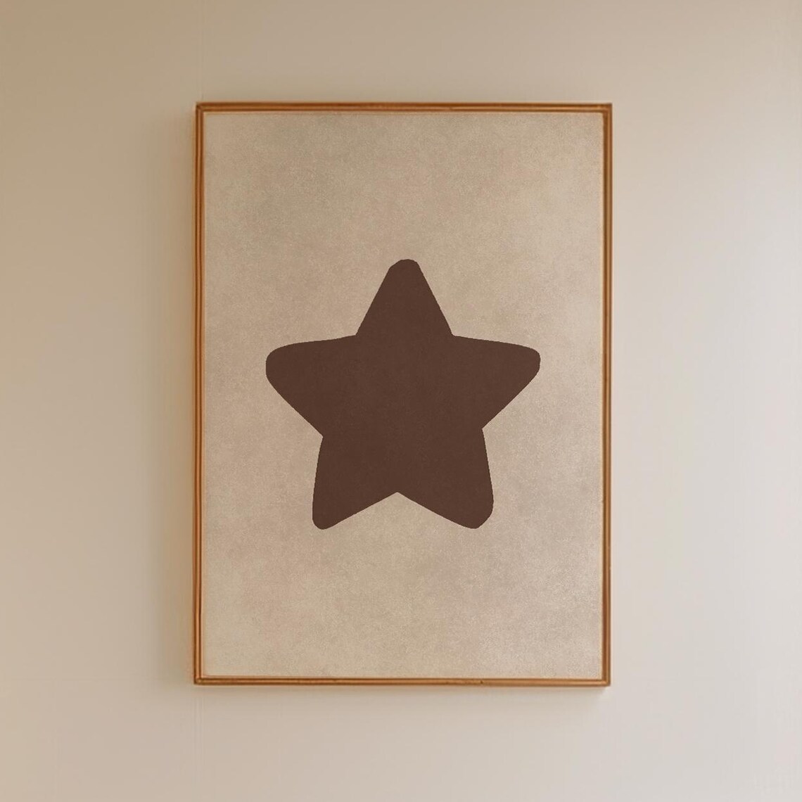 Brown Star Beige Textured Minimalist Retro Handdrawn Wall Poster