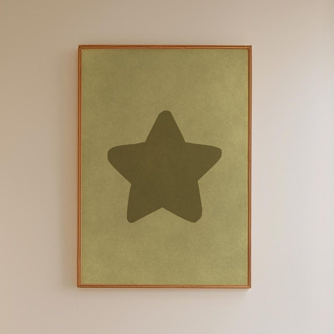 Bold Handdrawn Olive Green Star Minimalist Retro Wall Decor Poster