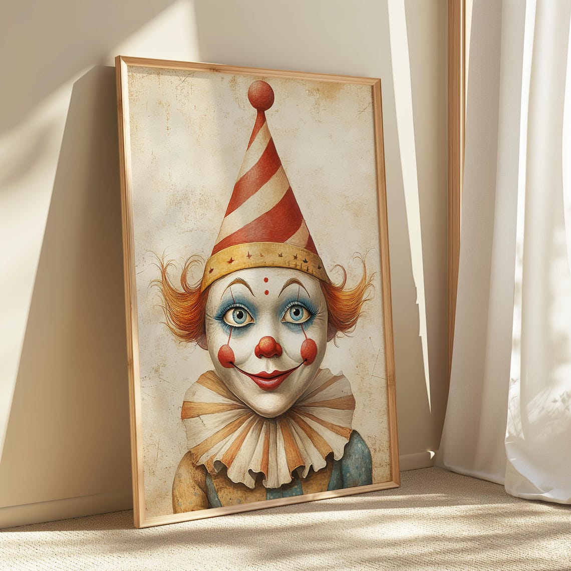 Retro Clown Nursery Print Whimsical Circus Wall Art