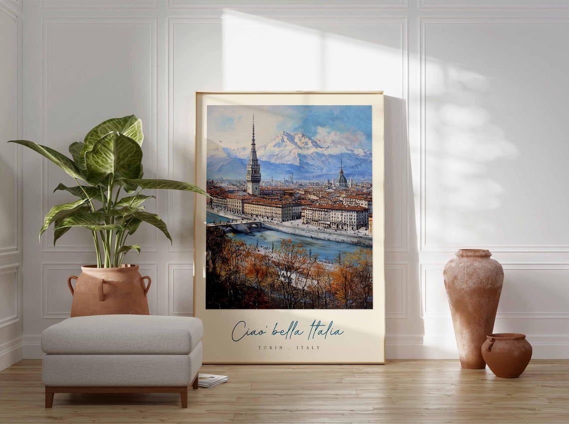 Turin Mole Antonelliana Ciao Bella Italia River Po Alps Poster - Image 3