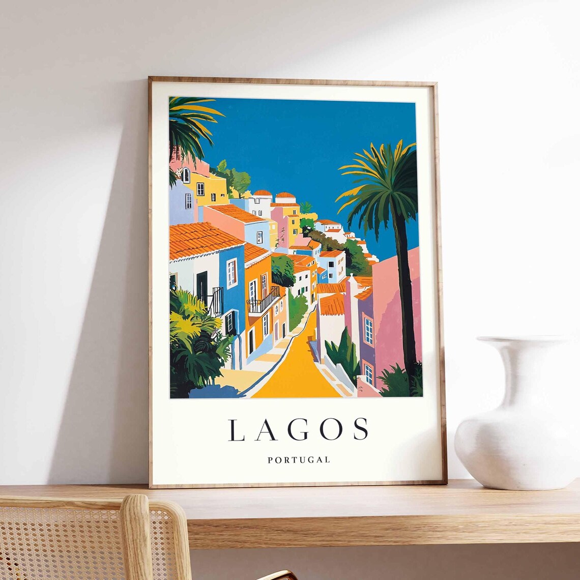 Lagos Portugal Travel Poster, Coastal Scene