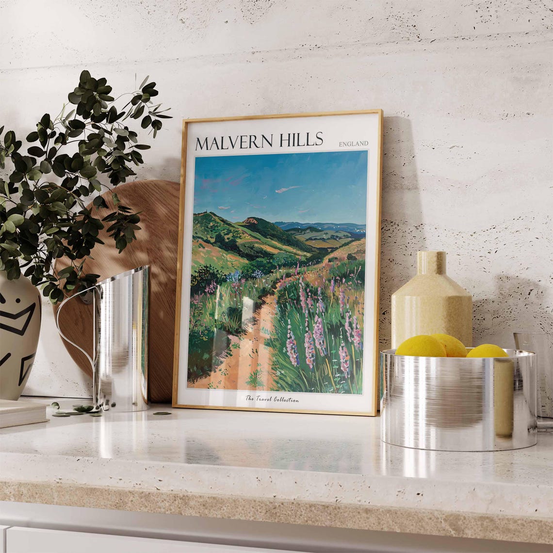 Malvern Hills England Purple Wildflower Meadow Trail View Poster - Image 3