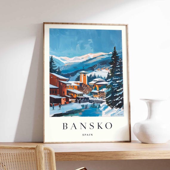 Bansko Bulgaria Poster Ski Resort Mountain Travel Print