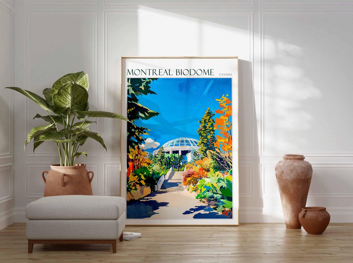 Montreal Biodome Canada Autumn Garden Steps Fall Foliage Travel Poster - Image 3