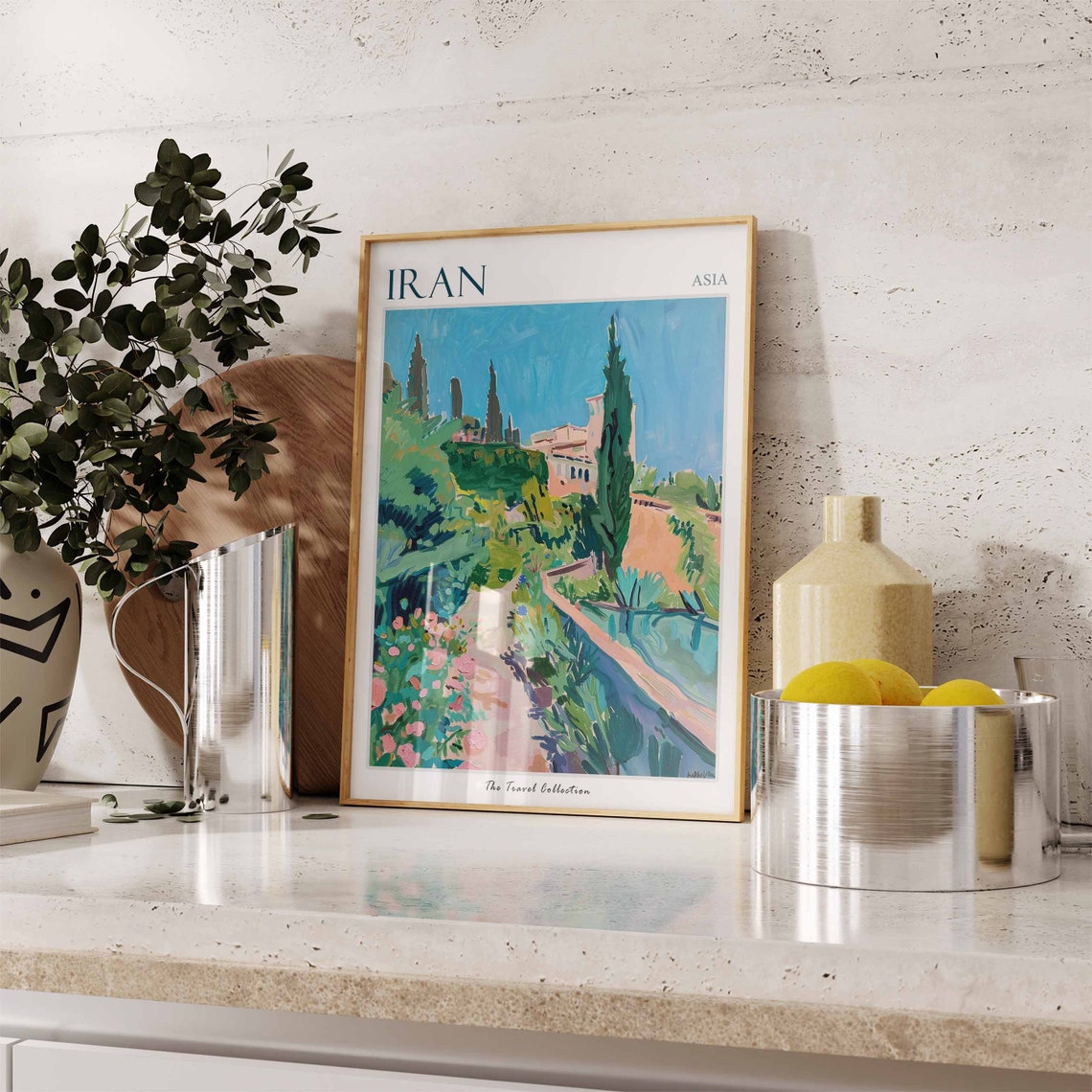 Iran Persian Palace Gardens With Tall Cypress Trees Art Poster - Image 3