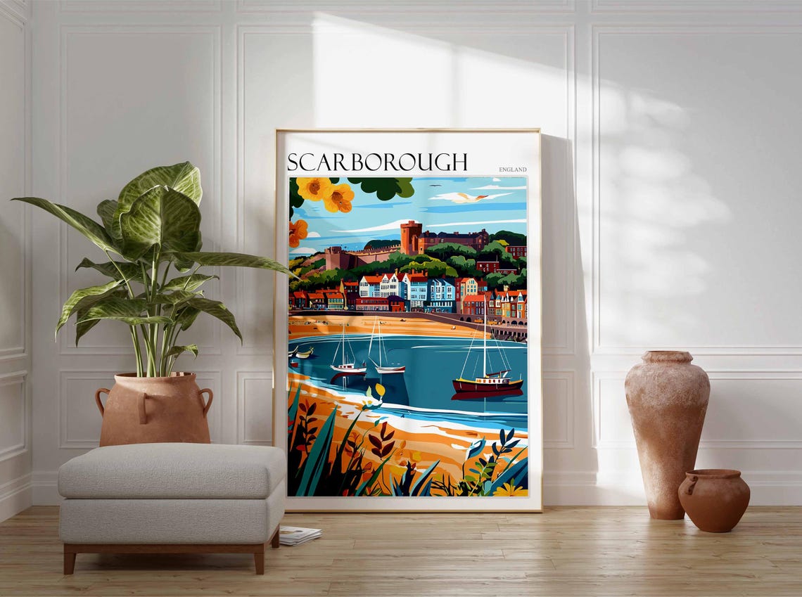 Scarborough Poster Uk Travel Poster Coastal Wall Art British Decor Uk Home Decor Scarborough Travel Decor Scarborough Wall Art Uk Art - Image 2