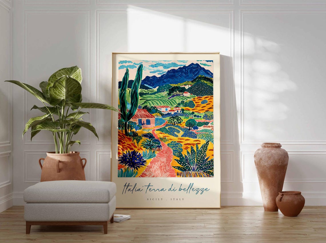 Sicily Poster Italian Travel Print Sicily Travel Art Sicily Wall Art Italy Art Italy Travel Decor Italian Travel Gift - Image 3