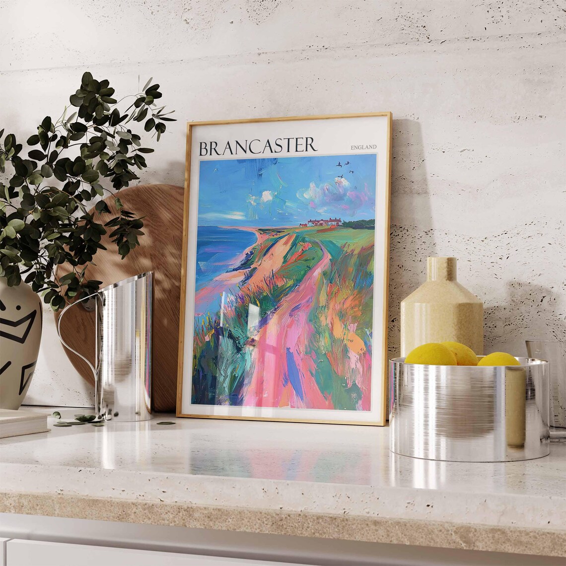 Brancaster England Pink Coastal Path Through the Dunes to the Sea Poster - Image 2
