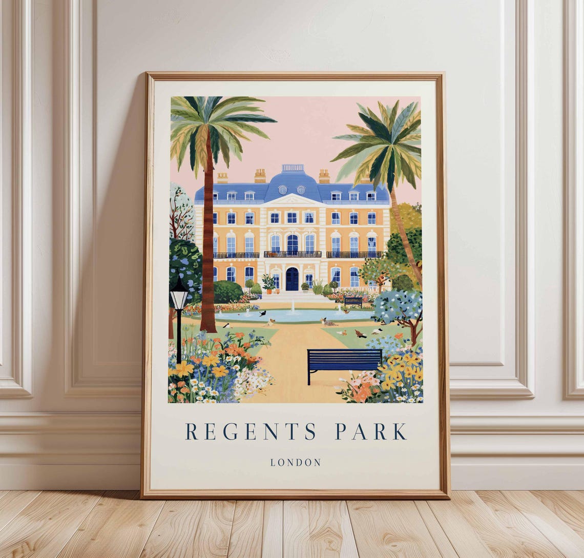 Regents Park London Palm Trees Historic Building Garden Poster