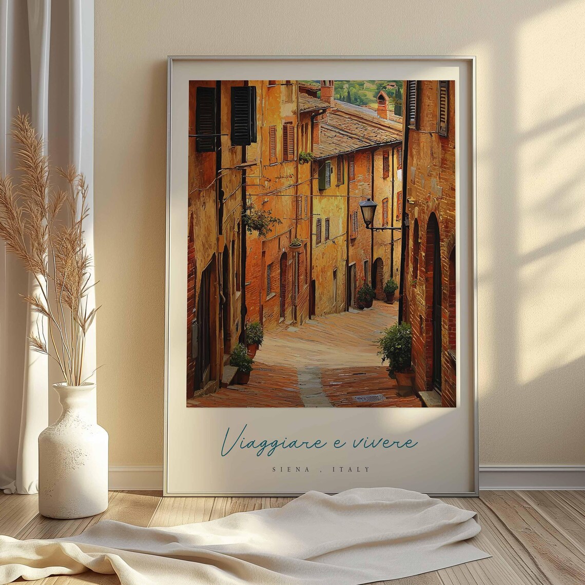Siena Italy Viaggiare e Vivere Sunlit Old Town Street Scene Poster - Image 2