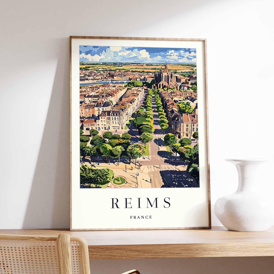 Reims Poster France Travel Print French Decor Europe European Wall Art City Gift
