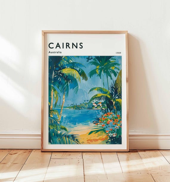 Cairns Poster Australia Travel Print Queensland Wall Art Great Barrier Reef Decor Tropical Gift Cairnsprint