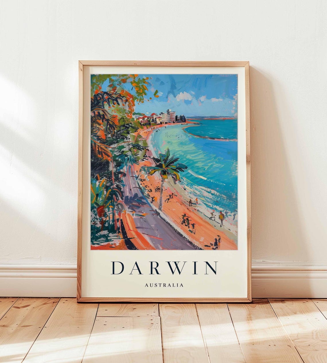 Darwin Australia Tropical Beach Palm Coast Painting Travel Poster