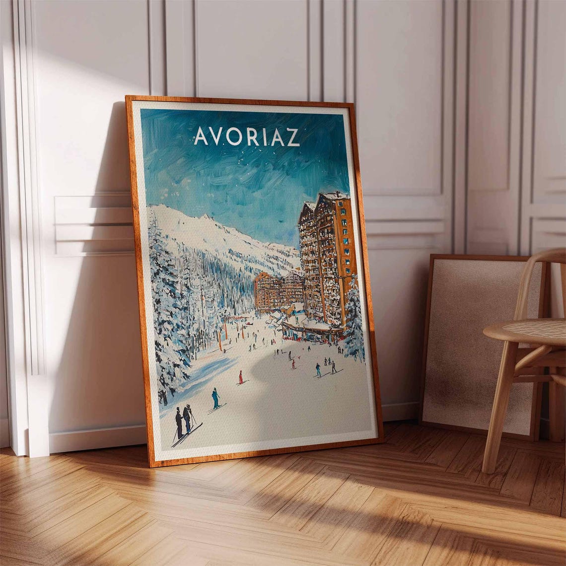 Skiing Travel Poster Avoriaz Ski Print French Alps Travel Print Skiing Art Skiing Print Winter Sport Art Ski Gift - Image 2