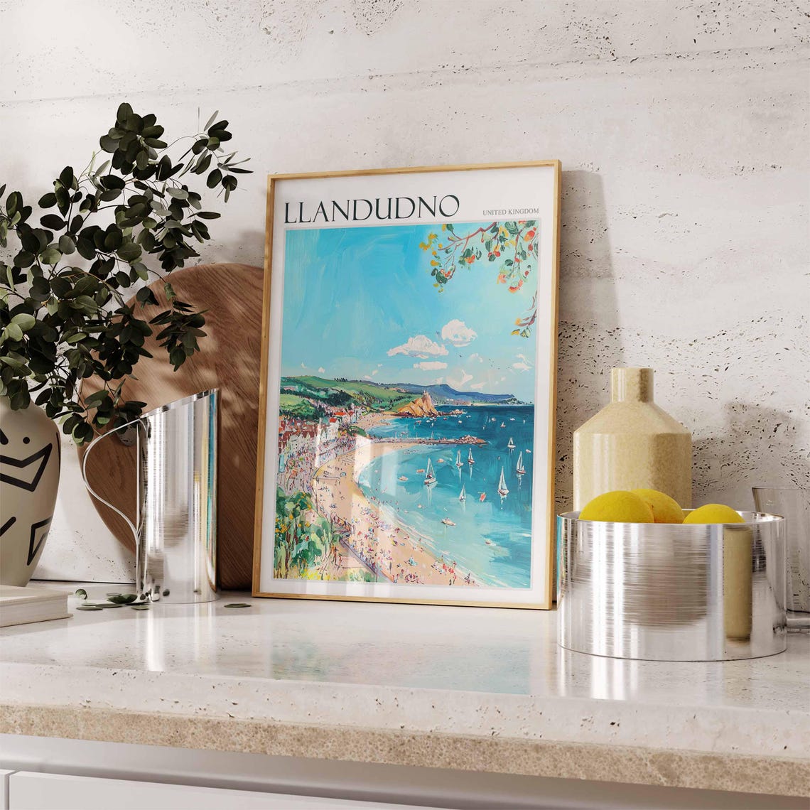 Llandudno Poster Wales Poster Uk Travel Print Coastal Wall Art British Decor Wales Travel Print Beach House Decor Llandudno Wales Art - Image 2