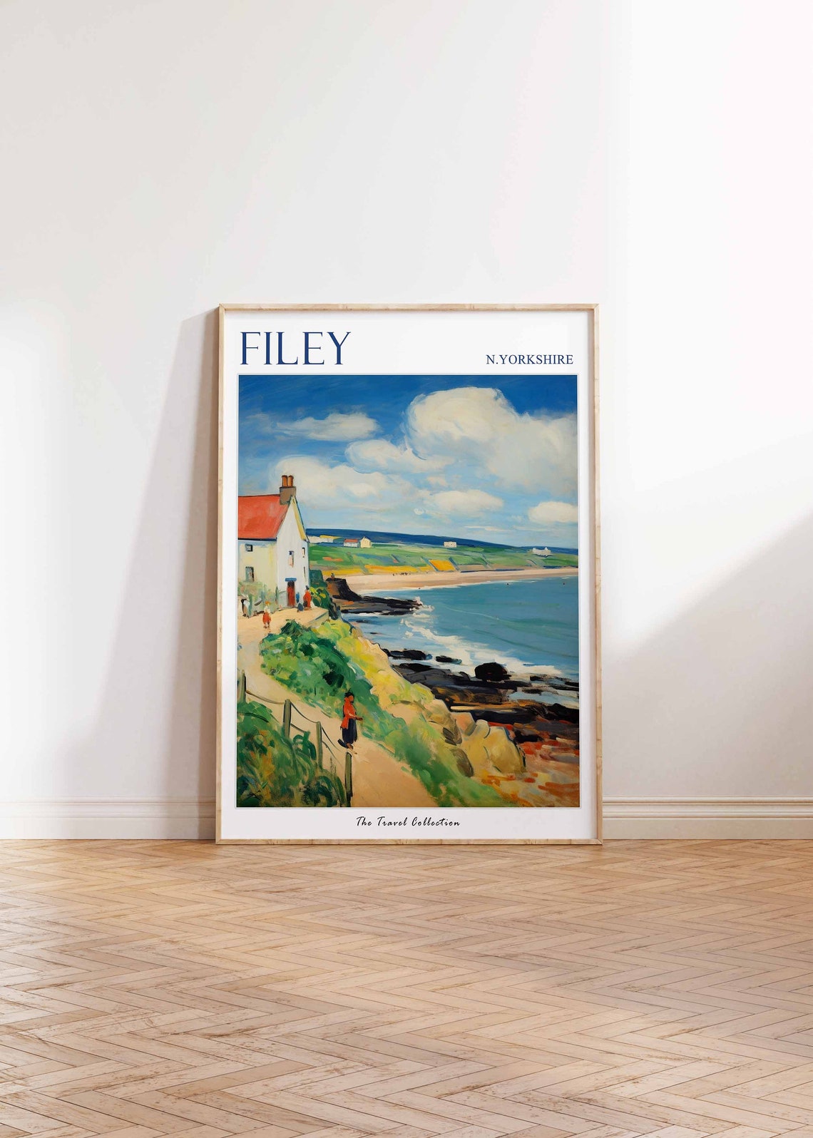 Filey North Yorkshire Cliff Path Cottage Vintage Travel Poster - Image 2
