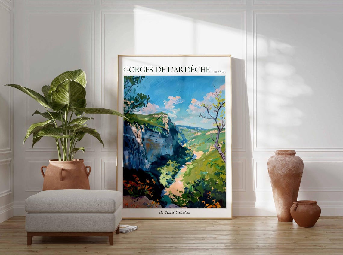 Gorges De Lardche Poster France Travel Print French Decor Europe Travel Poster European Wall Art Gorges De Lardche Travel Poster - Image 3