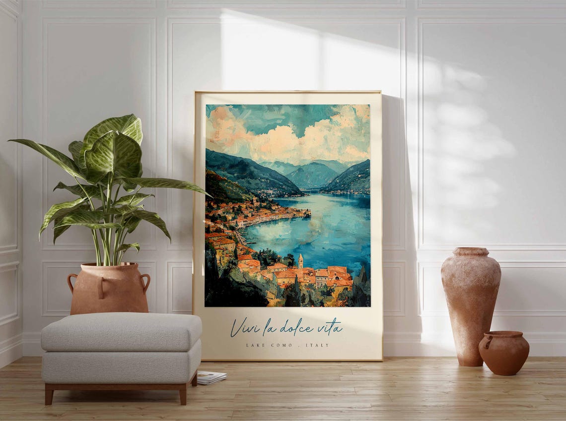 Lake Como Poster Italian Travel Print Lake Como Travel Art Lake Como Wall Art Italy Art Italy Travel Decor Italian Travel Gift - Image 3
