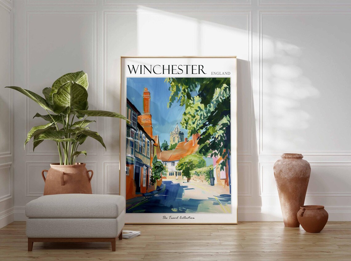 Winchester England Cathedral Street Historic Town Travel Poster - Image 3