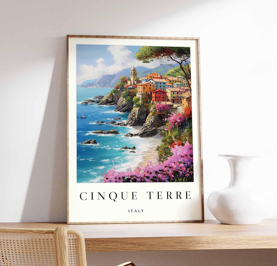Cinque Terre Italy Colorful Cliffside Village Coastal Travel Poster