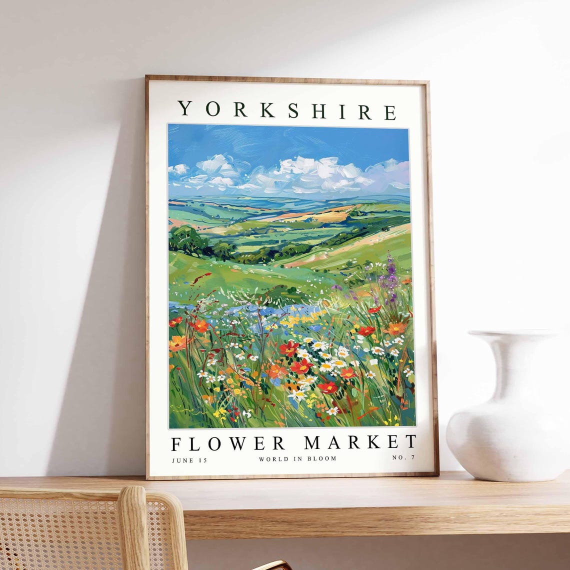 Yorkshire England Flower Market Summer Meadow Dales Bloom Poster