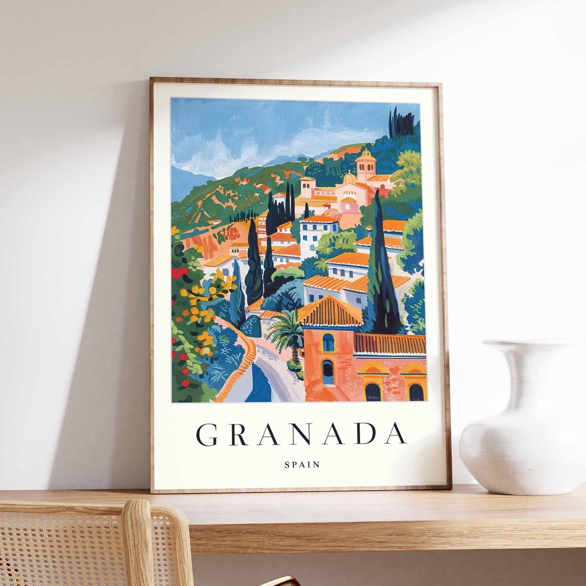 Granada Spain Travel Poster, Alhambra Palace Andalusia