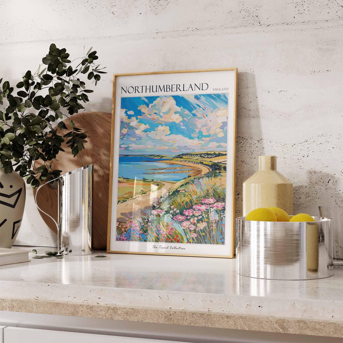 Northumberland England Sandy Bay Sunset Wildflower Beach Poster - Image 3