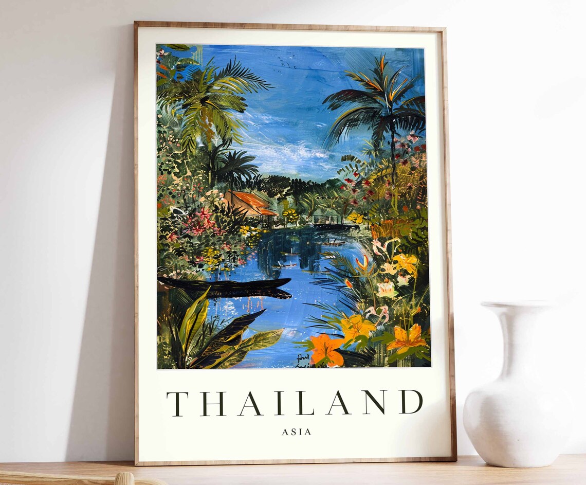 Thailand Poster Thailand Travel Print Asian Wall Art Asia Decor Tropical Decor Sea Print Thailand Gift Thailand Travel Poster