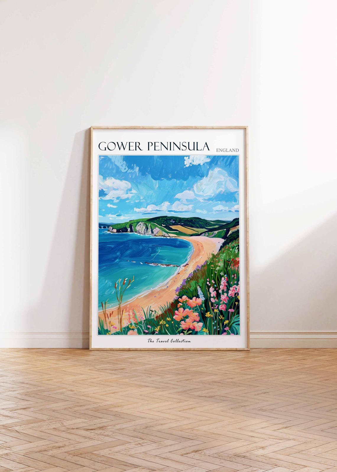 Gower Peninsula Sweeping Beach Travel Poster Turquoise Sea Coast Art - Image 2
