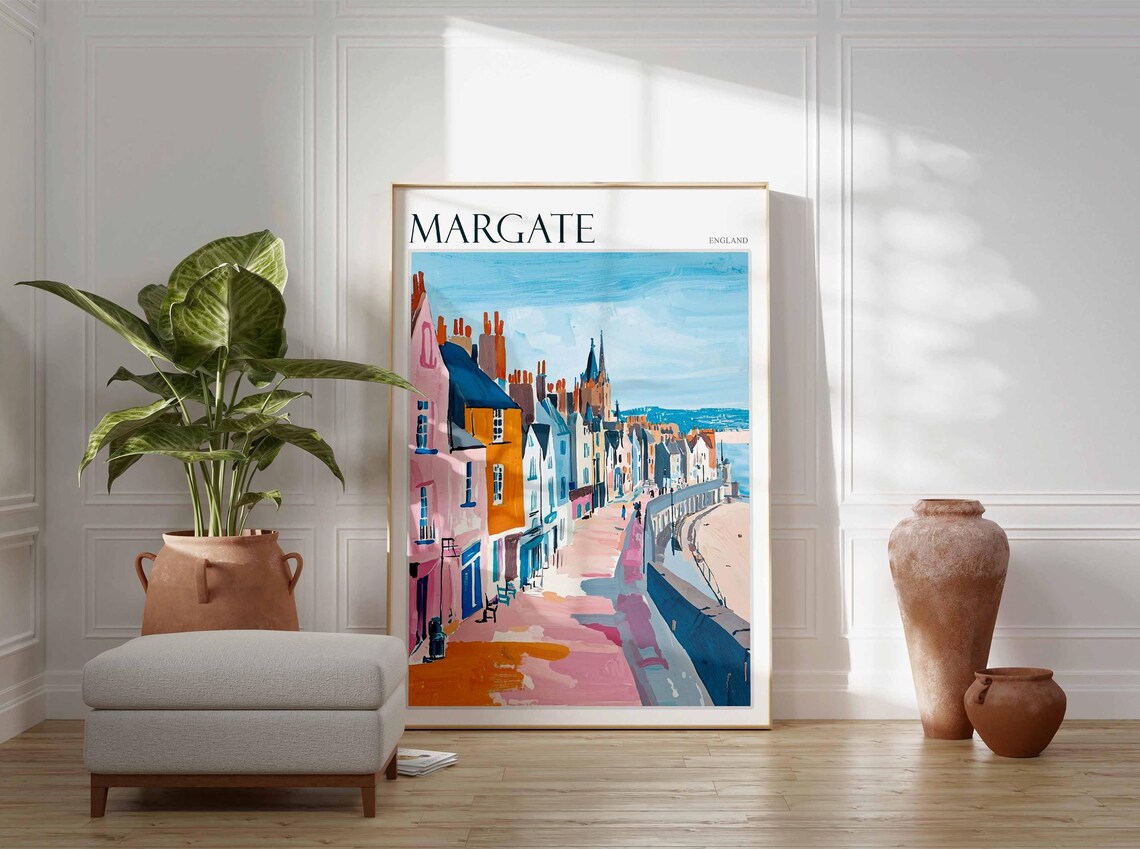 Margate England Seafront Street Church Spire Coastal Town Poster - Image 3