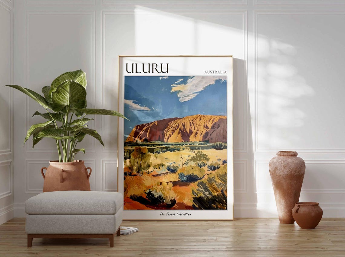 Uluru Australia Painted Red Rock Monolith Outback Desert Travel Poster - Image 3