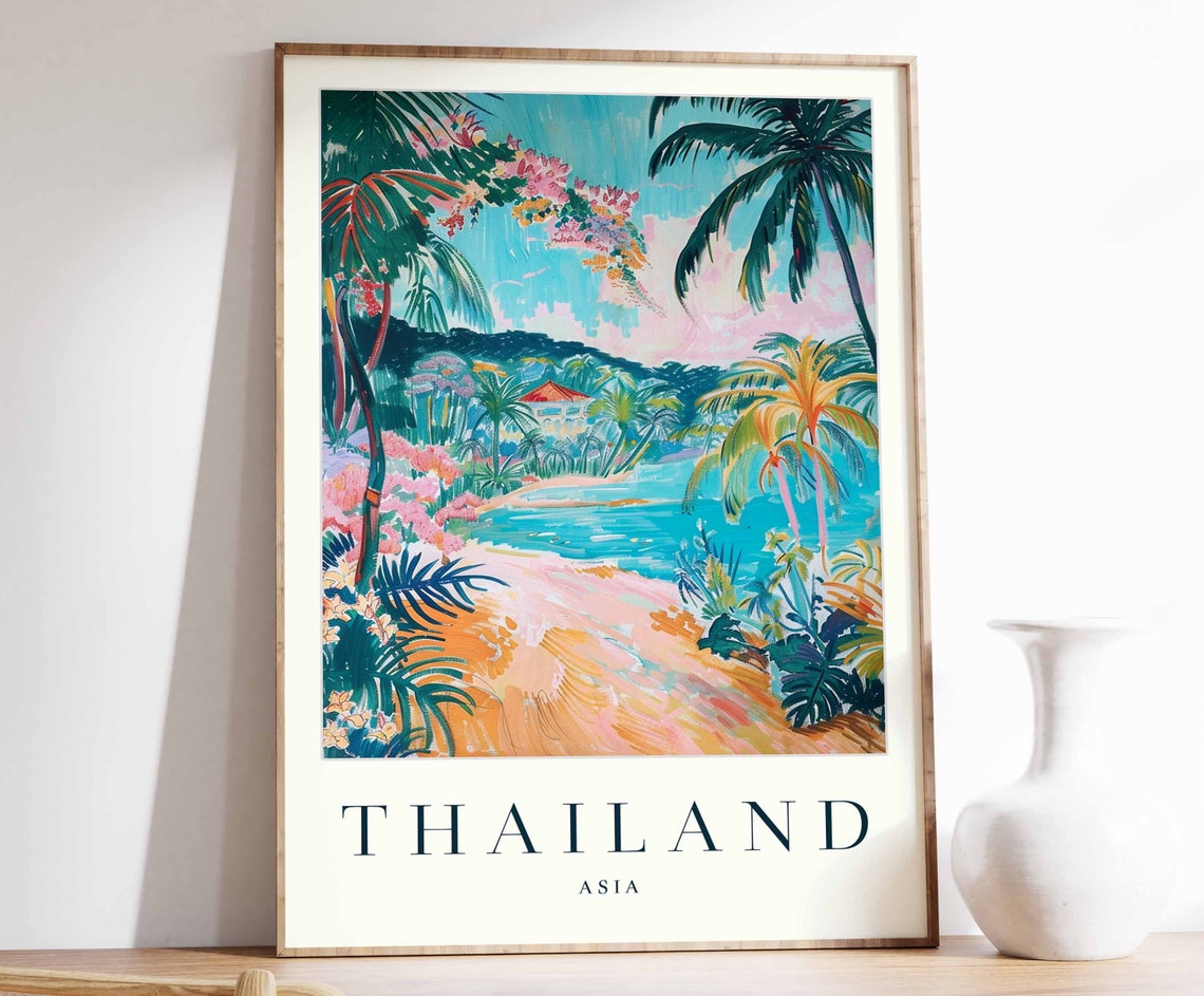 Thailand Poster Thailand Travel Print Asian Wall Art Asia Decor Tropical Decor Sea Print Thailand Gift Thailand Travel Poster