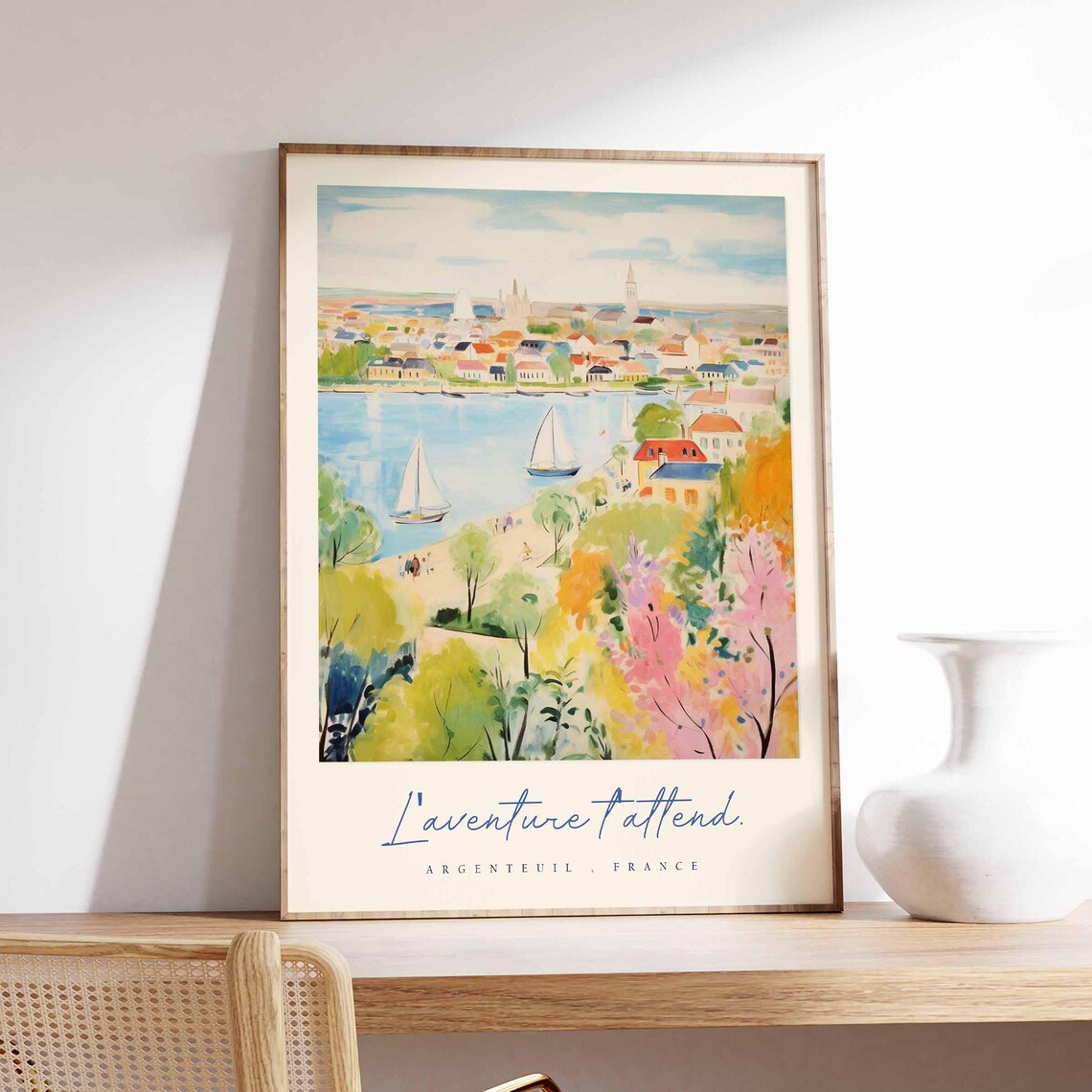 Argenteuil France Riverside Town Sailboats Seine Travel Poster