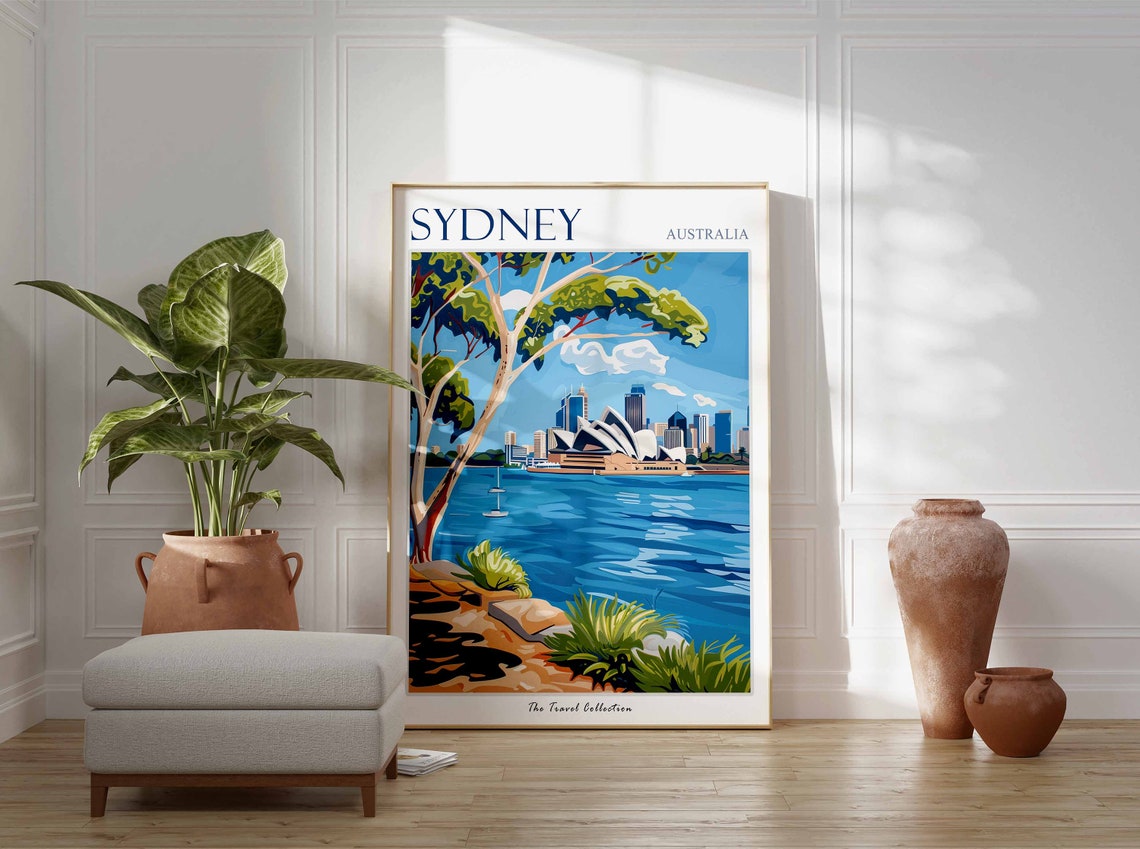 Sydney Australia Opera House Harbour Eucalyptus Travel Poster - Image 3
