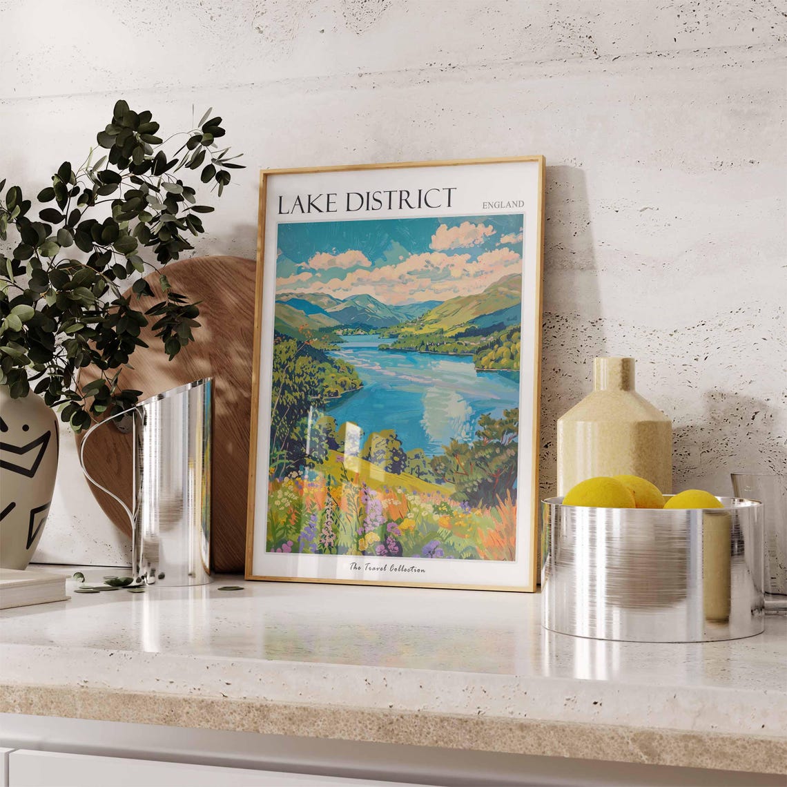 Lake District England Scenic Lake Hills Meadows Wildflowers Poster - Image 2