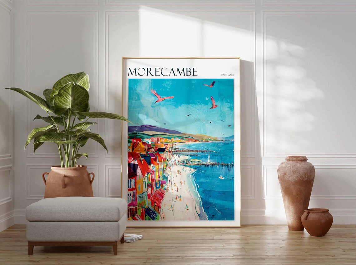 Morecambe Bay Poster England Travel Poster Coastal Wall Art Uk Decor British Home Decor English Riviera Poster Morecambe Travel Print - Image 3