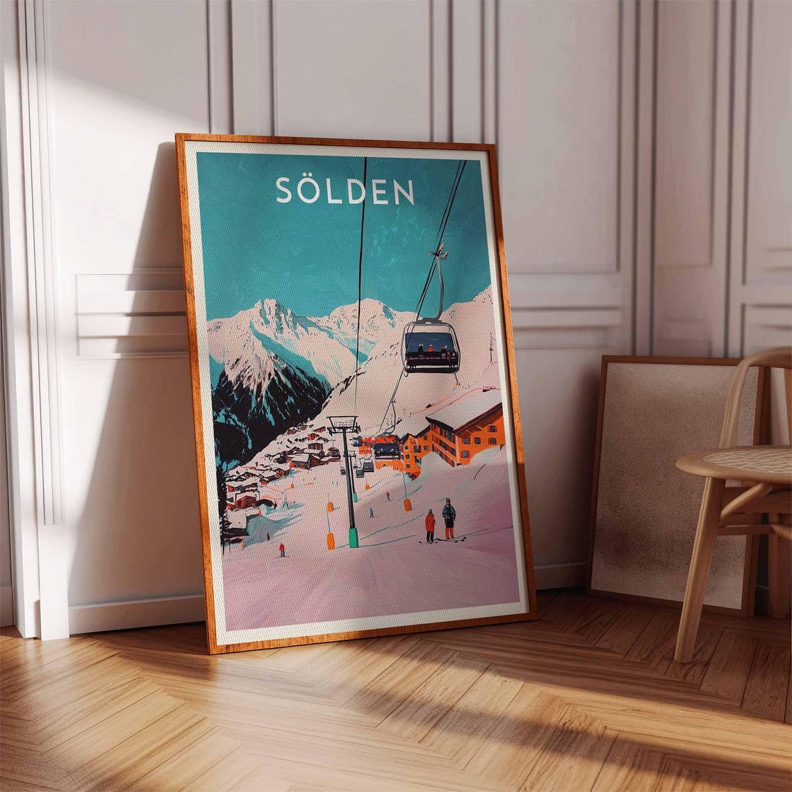 Sölden Chairlift Gliding Over Rosy Pink Snow Slopes Austria Poster - Image 3