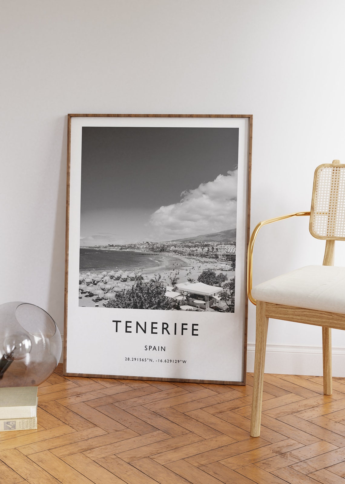 Tenerife Spain Black and White Coastal Beach Photography Poster - Image 3