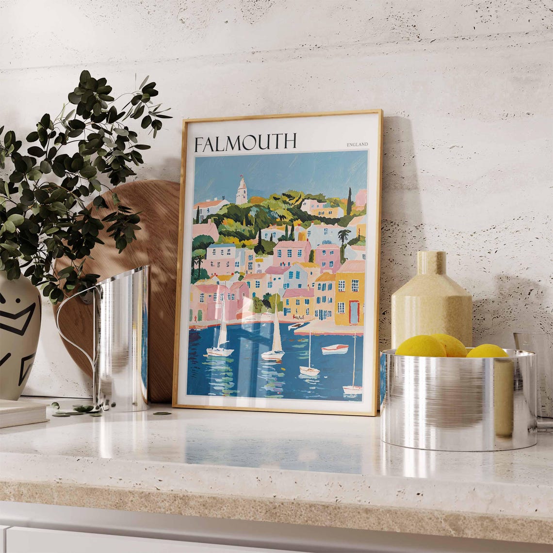 Falmouth Poster Cornwall Poster England Travel Poster Coastal Wall Art Uk Home Decor Falmouth Wall Decor Falmouth Wall Print Uk Art - Image 2