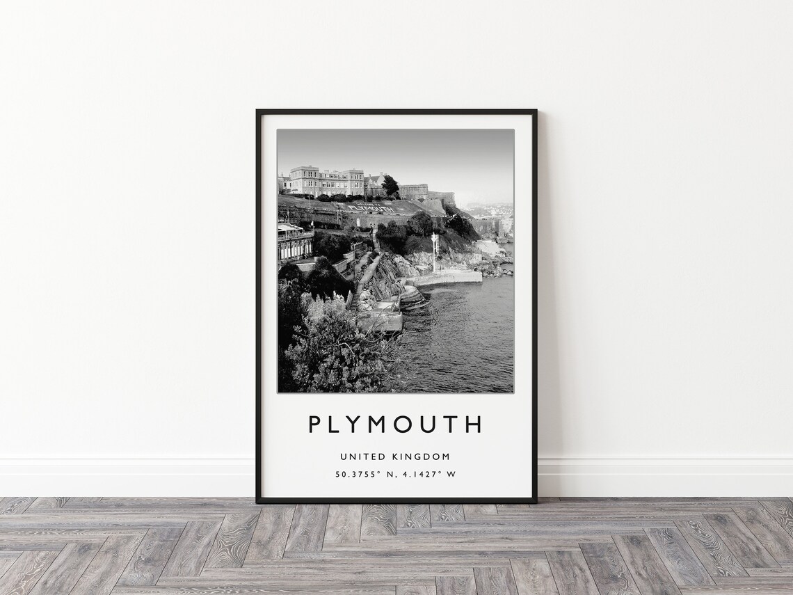 Plymouth United Kingdom Black White Waterfront Historic Photo Travel Poster - Image 2