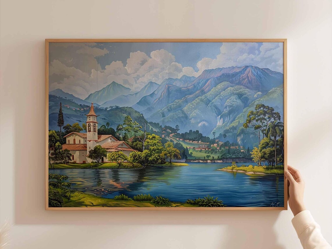 Colombia Travel Poster, South America Landscape