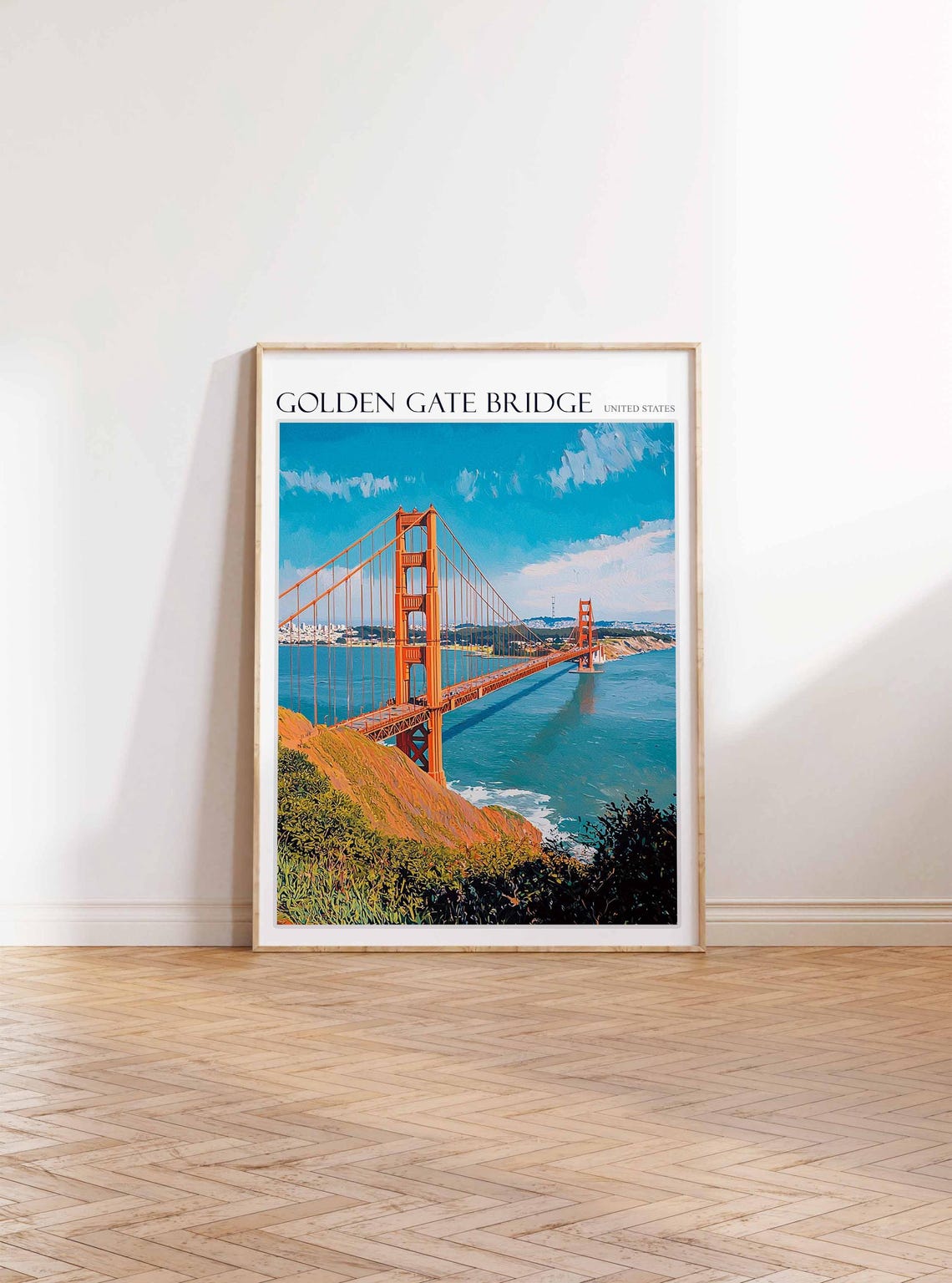 Golden Gate Bridge City Skyline Hill Scenic Viewpoint Art Poster - Image 3