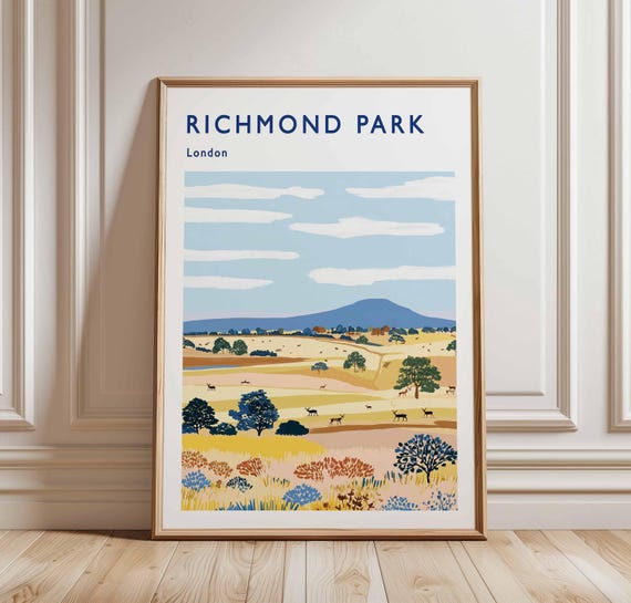 Richmond Park Travel Poster London Deer Print