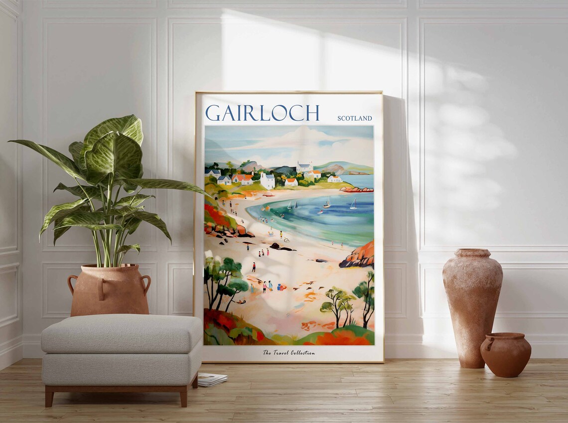 Gairloch Poster Gairloch Travel Print Scotland Travel Poster Scottish Decor Tropical Decor Sea Print Gairloch Gift - Image 3