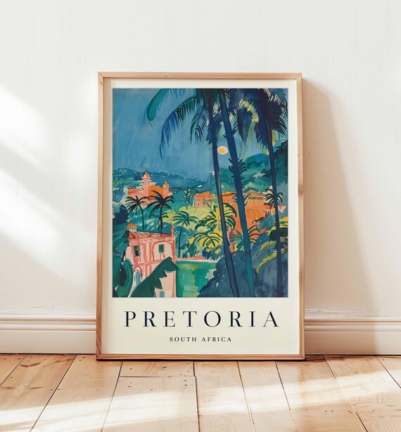 Pretoria South Africa Tropical Watercolor Evening Scene Poster
