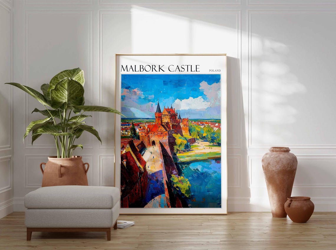 Malbork Castle Poland Riverside Red Brick Tower Old Town Art Poster - Image 3