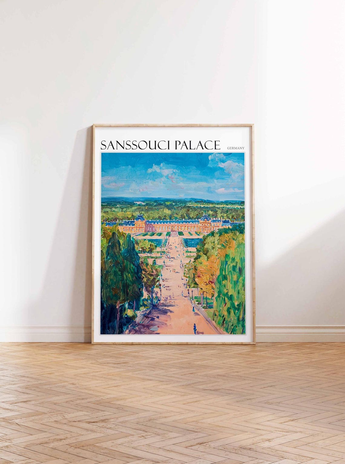 Sanssouci Palace Germany Aerial Garden View Oil Painting Poster - Image 2