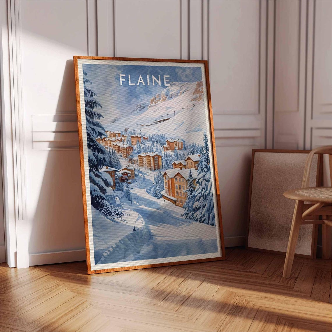 Skiing Travel Poster Flaine Ski Print France Travel Print Skiing Art Skiing Print Winter Sport Art Ski Gift - Image 2
